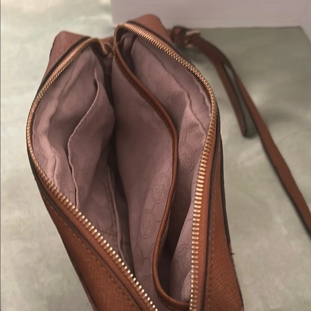 Michael Kors Brown Leather Crossbody Bag with Chain Strap